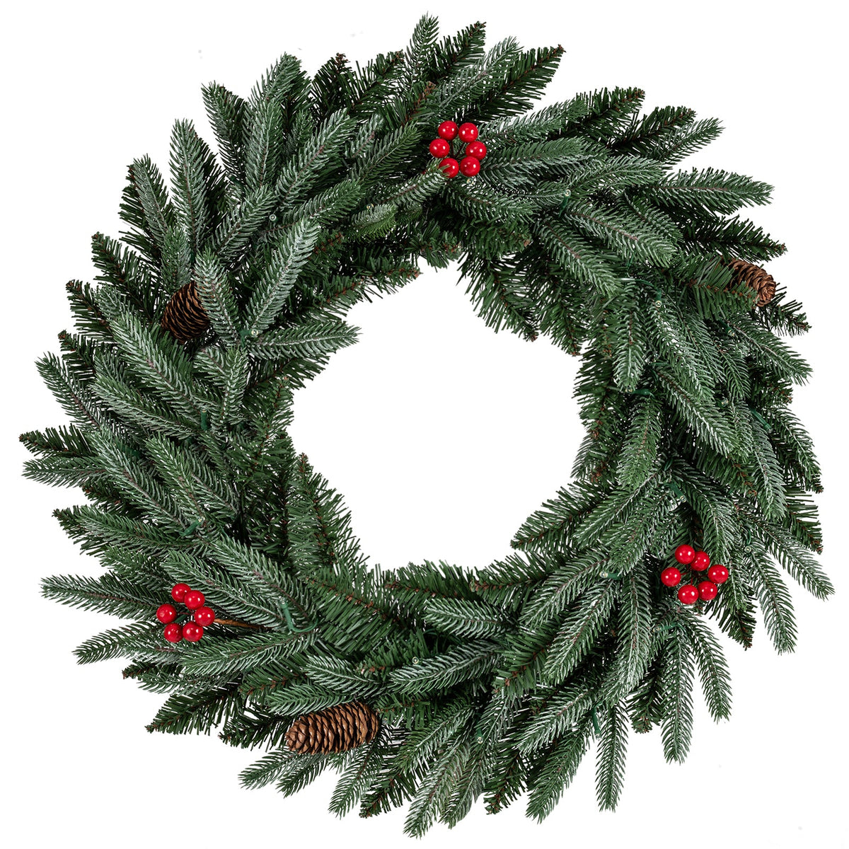 24" Pre-Lit Christmas Wreath with 90 Frosted Branch Tips