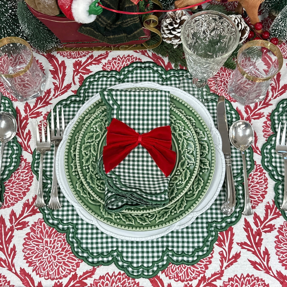 Red: Velvet Bow Napkin Ties - (Set of 4)