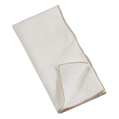Fennco Styles Amelia Collection Classic Stonewashed Border Stitch 100% Pure Linen 20 x 20 Inch Cloth Napkins – Natural Dinner Napkins for Banquet, Wedding, Special Events and Home Décor