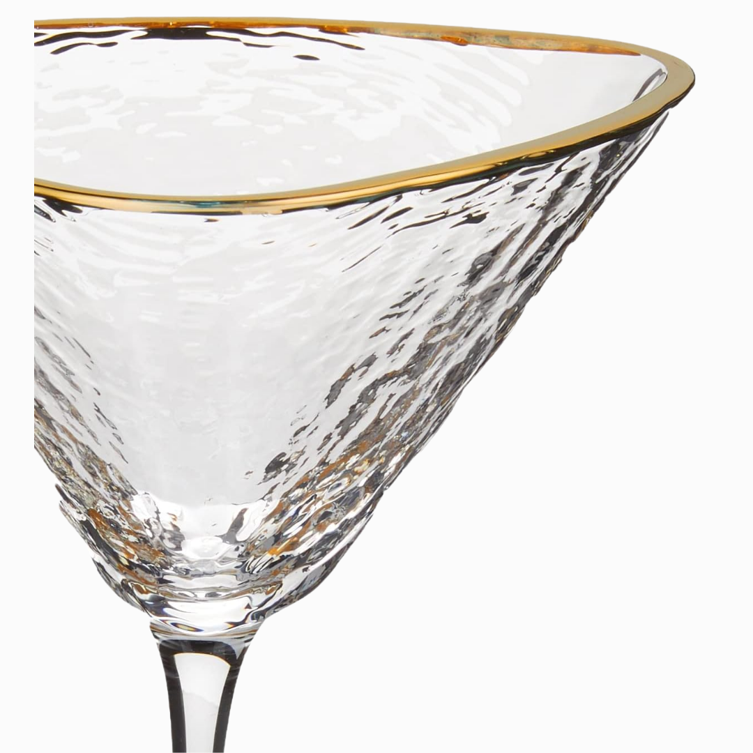 Clear Hammered Martini & Cocktail Glasses