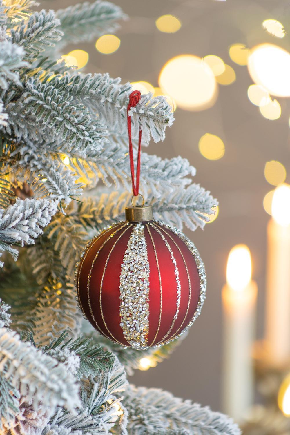 Glass Christmas Ball Ornaments with Hanging Loop – Red or Gold