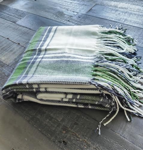 Fennco Styles Classic Plaid Pattern Fringe Throw Blanket 50" W x 60" L - Rustic Cozy Blanket for Home, Couch, Bedroom, Living Room, Office, and Holiday Décor