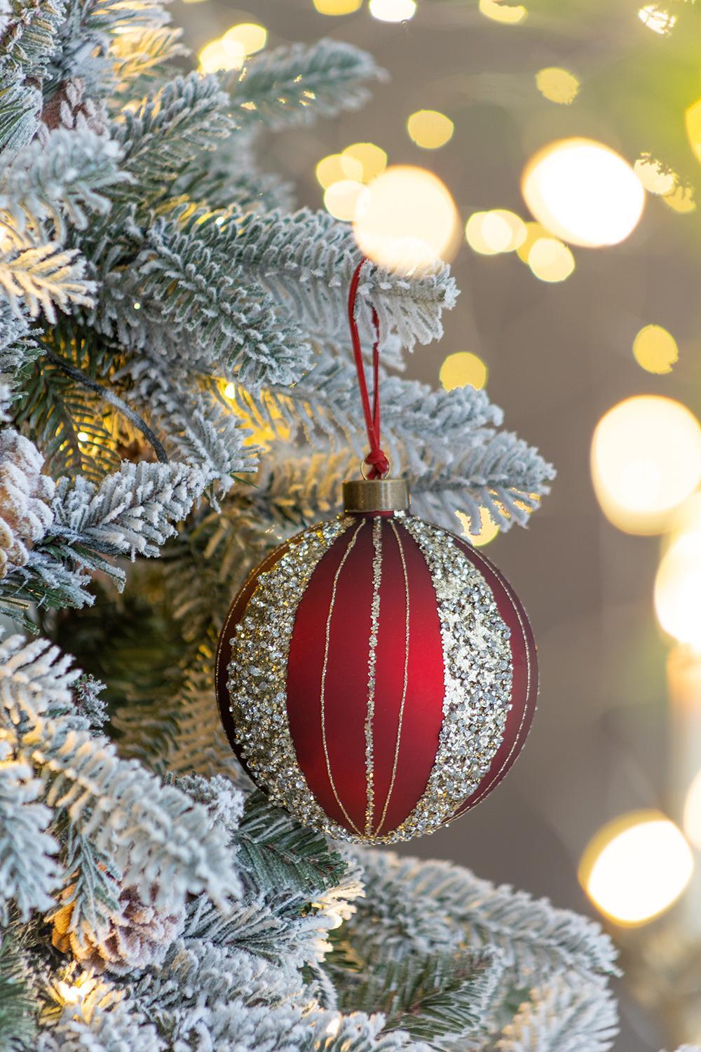Glass Christmas Ball Ornaments with Hanging Loop – Red or Gold