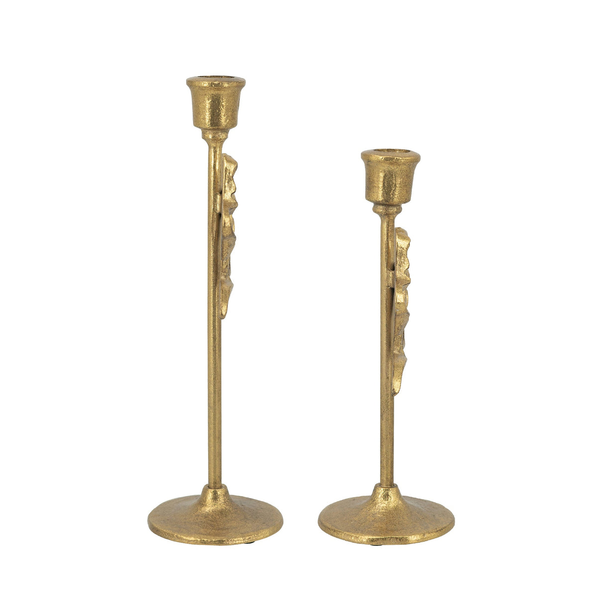 Vintage Gold Candle Holders Set of 2 with Elegant Bow Accent - Gold
