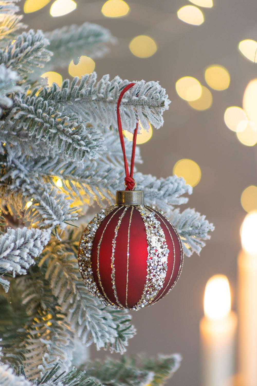 Glass Christmas Ball Ornaments with Hanging Loop – Red or Gold