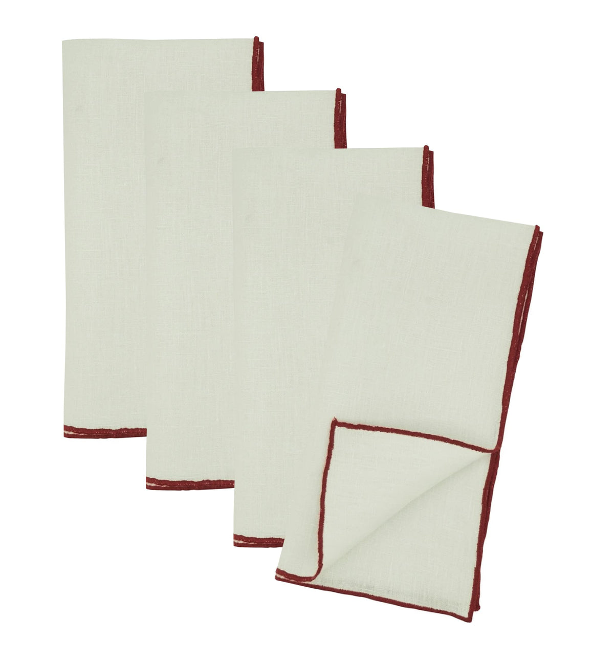 Fennco Styles Amelia Collection Classic Stonewashed Border Stitch 100% Pure Linen 20 x 20 Inch Cloth Napkins – Natural Dinner Napkins for Banquet, Wedding, Special Events and Home Décor