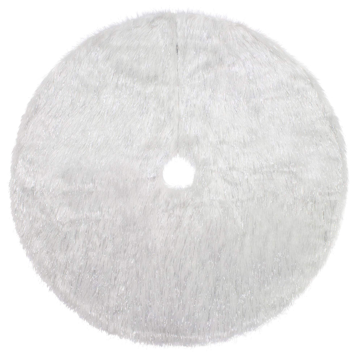 Fennco Styles Holiday Christmas Decorative Exquisite Faux Fur with Silver Metallic Thread Tree Skirt - 2 Colors