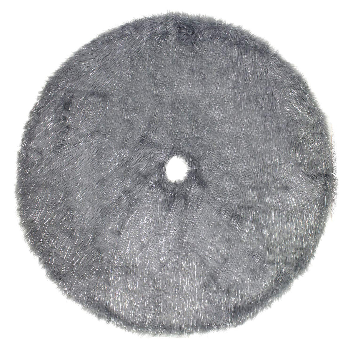 Fennco Styles Holiday Christmas Decorative Exquisite Faux Fur with Silver Metallic Thread Tree Skirt - 2 Colors