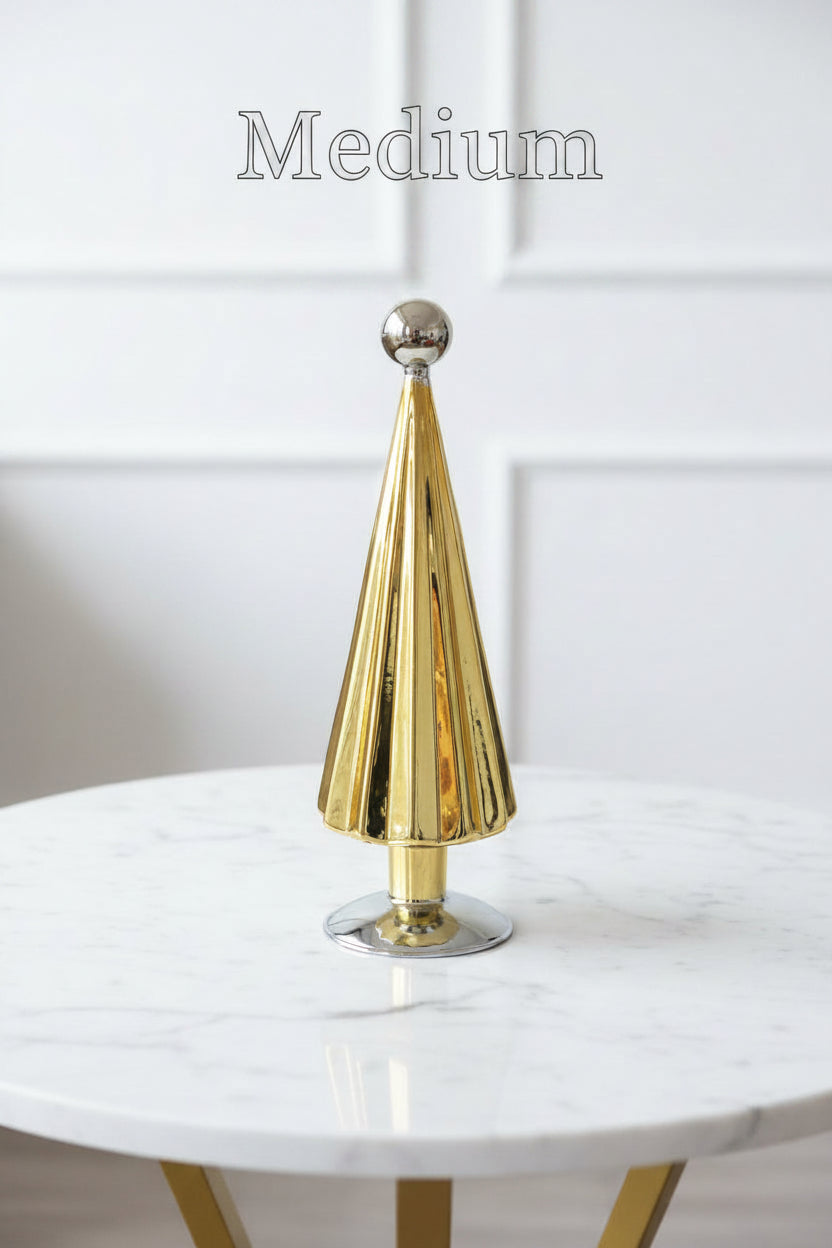 Gold Mercury Glass Christmas Tree, 3 Size Options