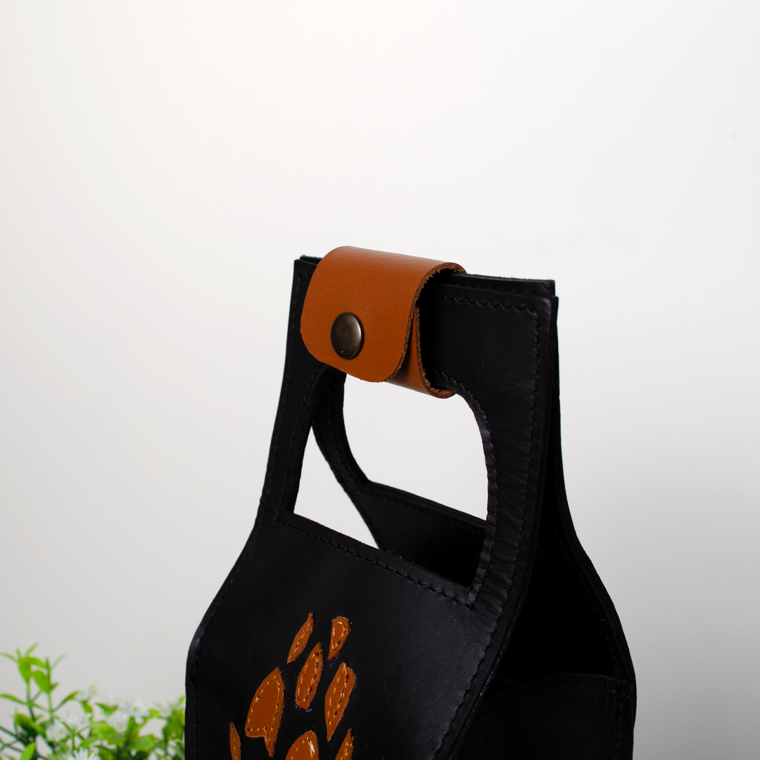 Genuine Leather Wine Carrier Bag, Black or Brown