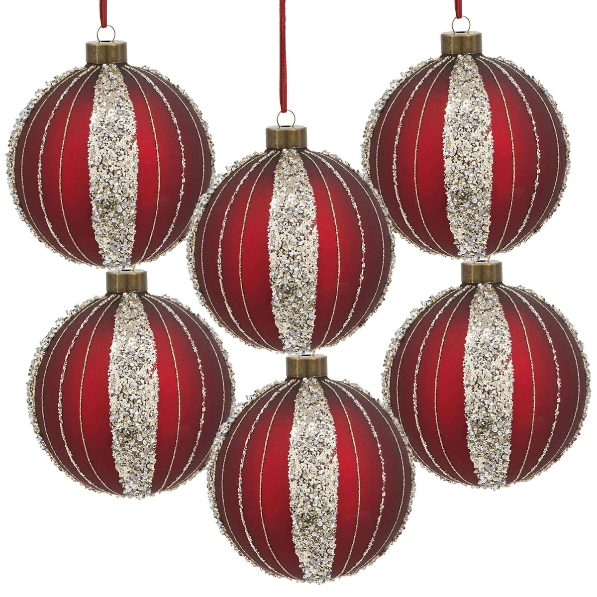 Glass Christmas Ball Ornaments with Hanging Loop – Red or Gold