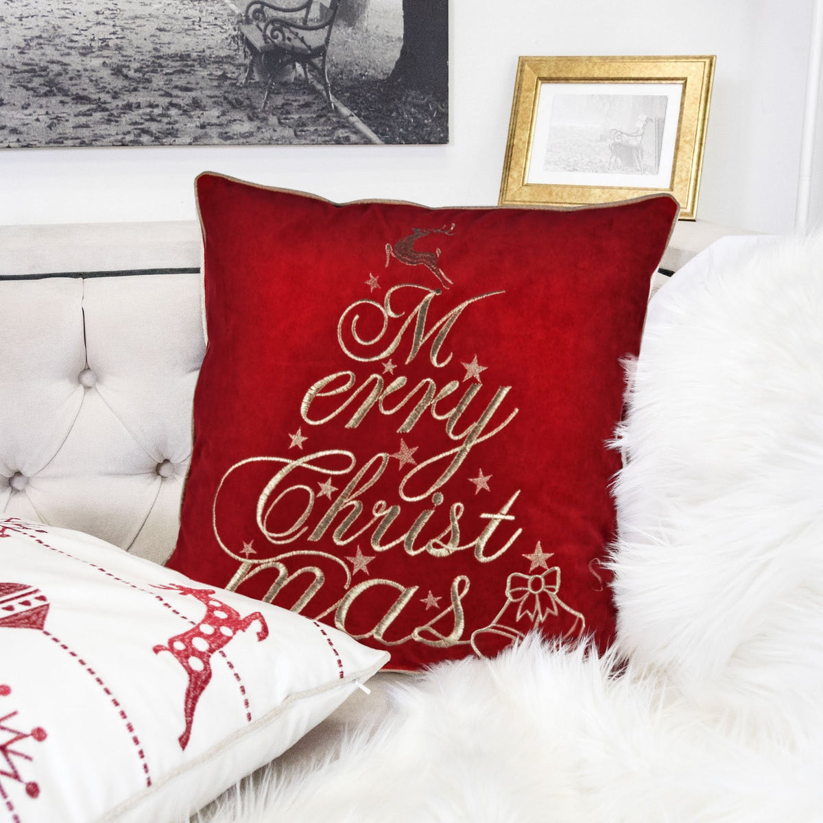 Red Velvet Christmas Throw Pillow