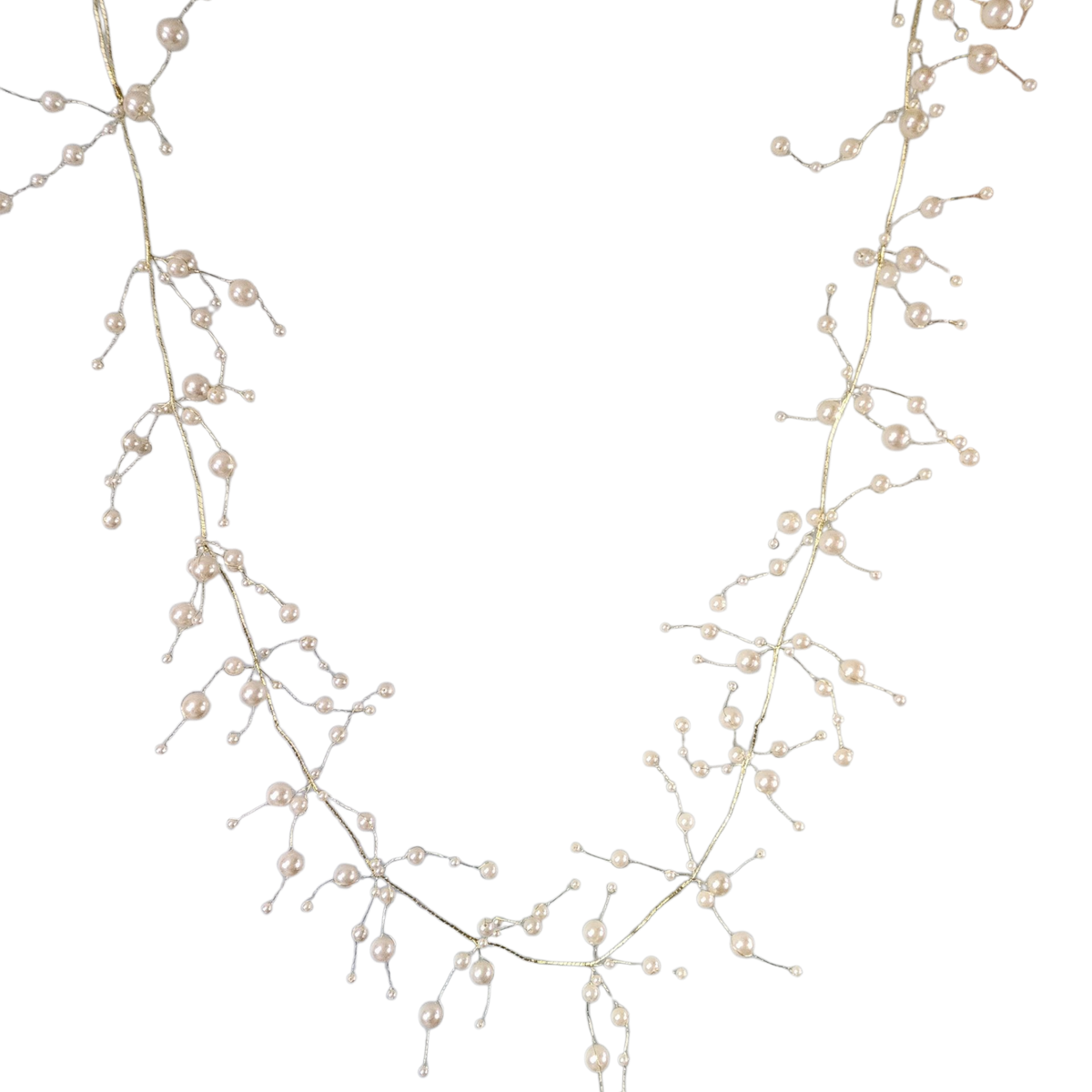 Pearl Beads With Gold Wire Garland - 5 Foot