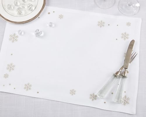 Gold Snowflake Placemats & Cloth Napkins — Sets of 4