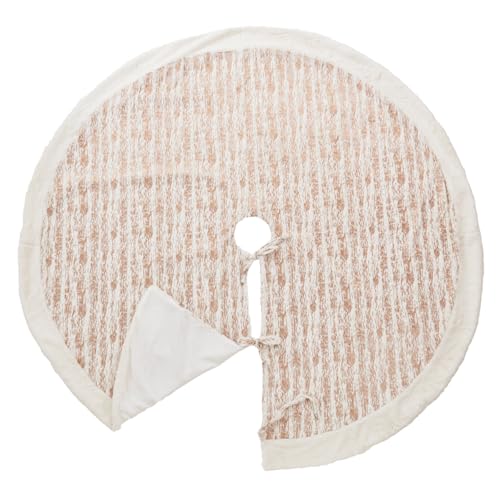 Fennco Styles Foil Print Faux Fur Christmas Tree Skirt 60" Round - Gold Metallic Elegant Tree Skirt for Home, Winter Holidays Decor, Indoor, and Special Occasions