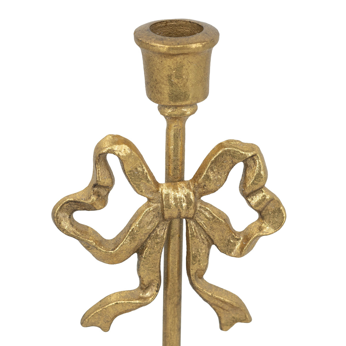 Vintage Gold Candle Holders Set of 2 with Elegant Bow Accent - Gold