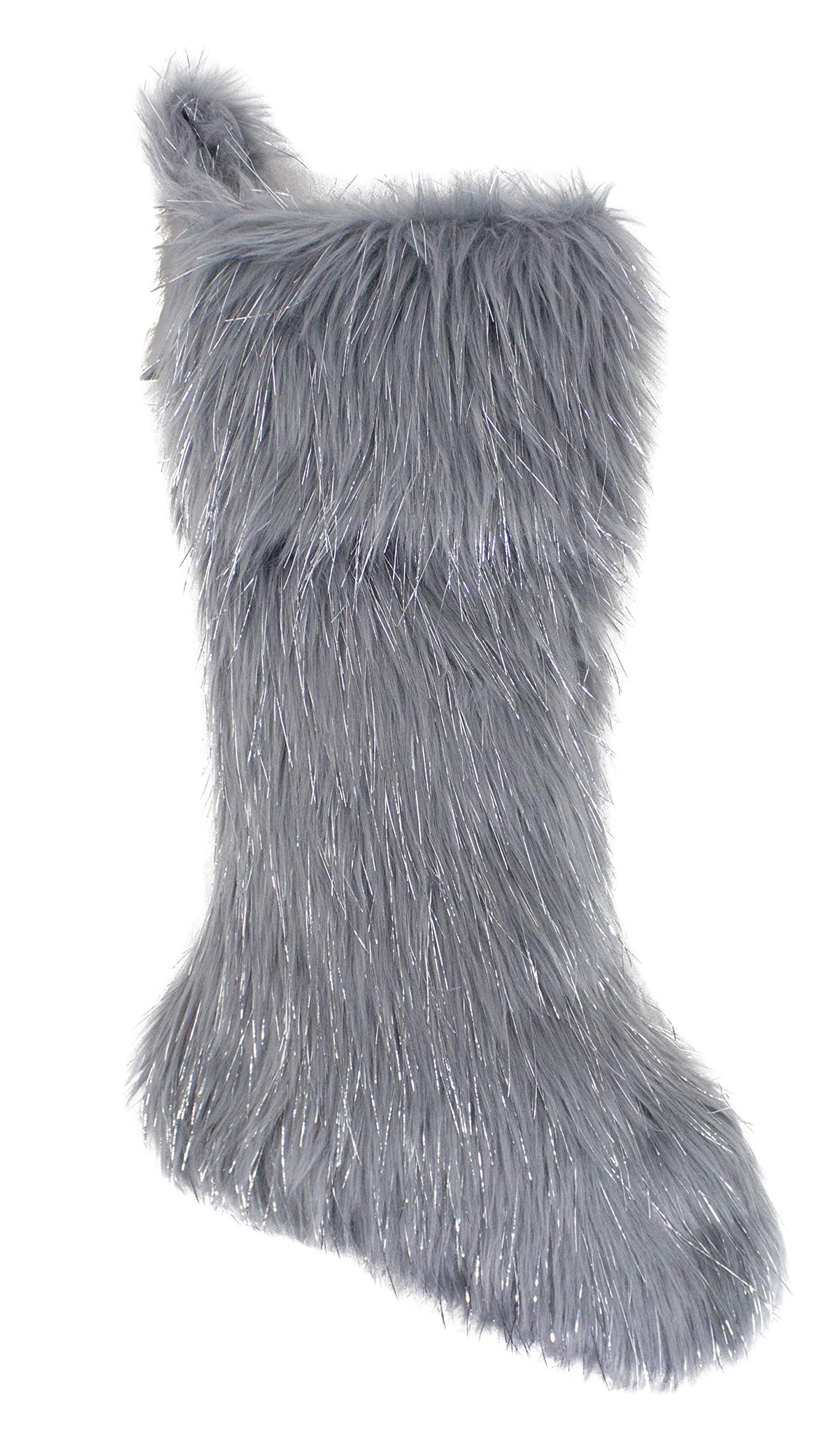 Fennco Styles Holiday Christmas Decorative Exquisite Faux Fur with Silver Metallic Thread Tree Skirt - 2 Colors