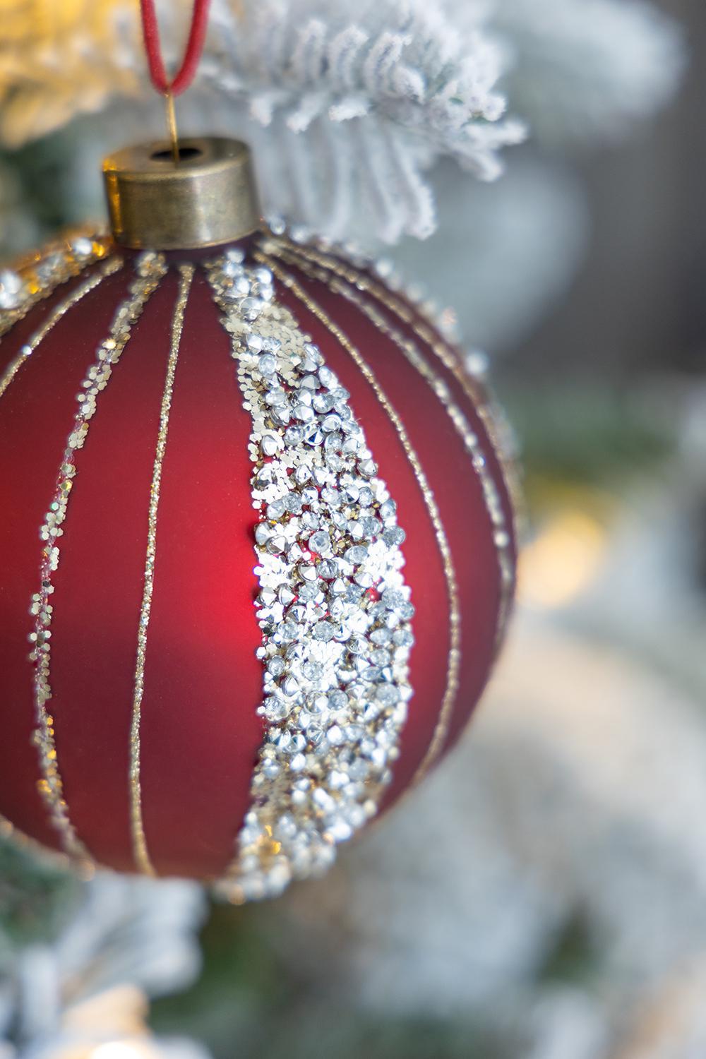 Glass Christmas Ball Ornaments with Hanging Loop – Red or Gold
