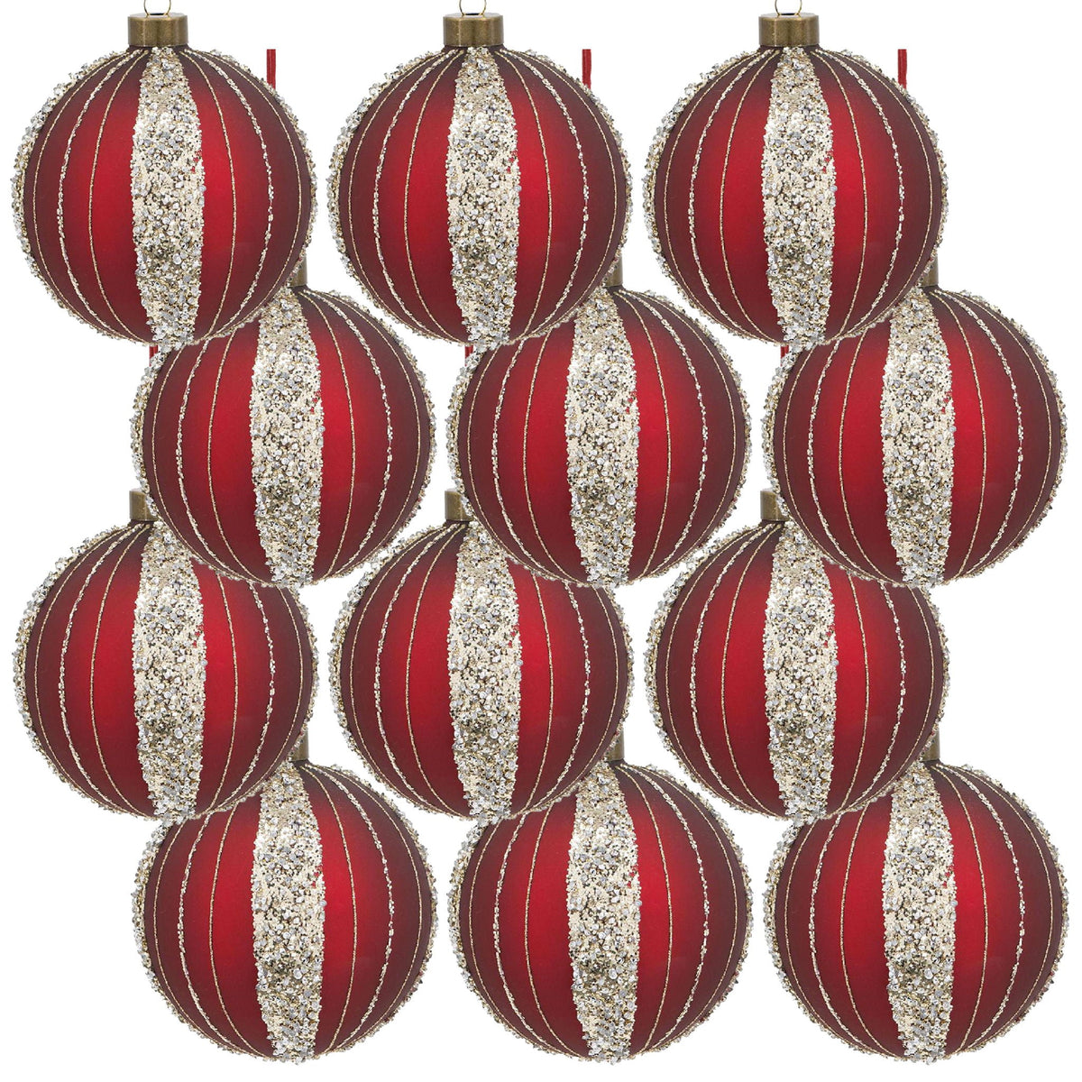 Glass Christmas Ball Ornaments with Hanging Loop – Red or Gold