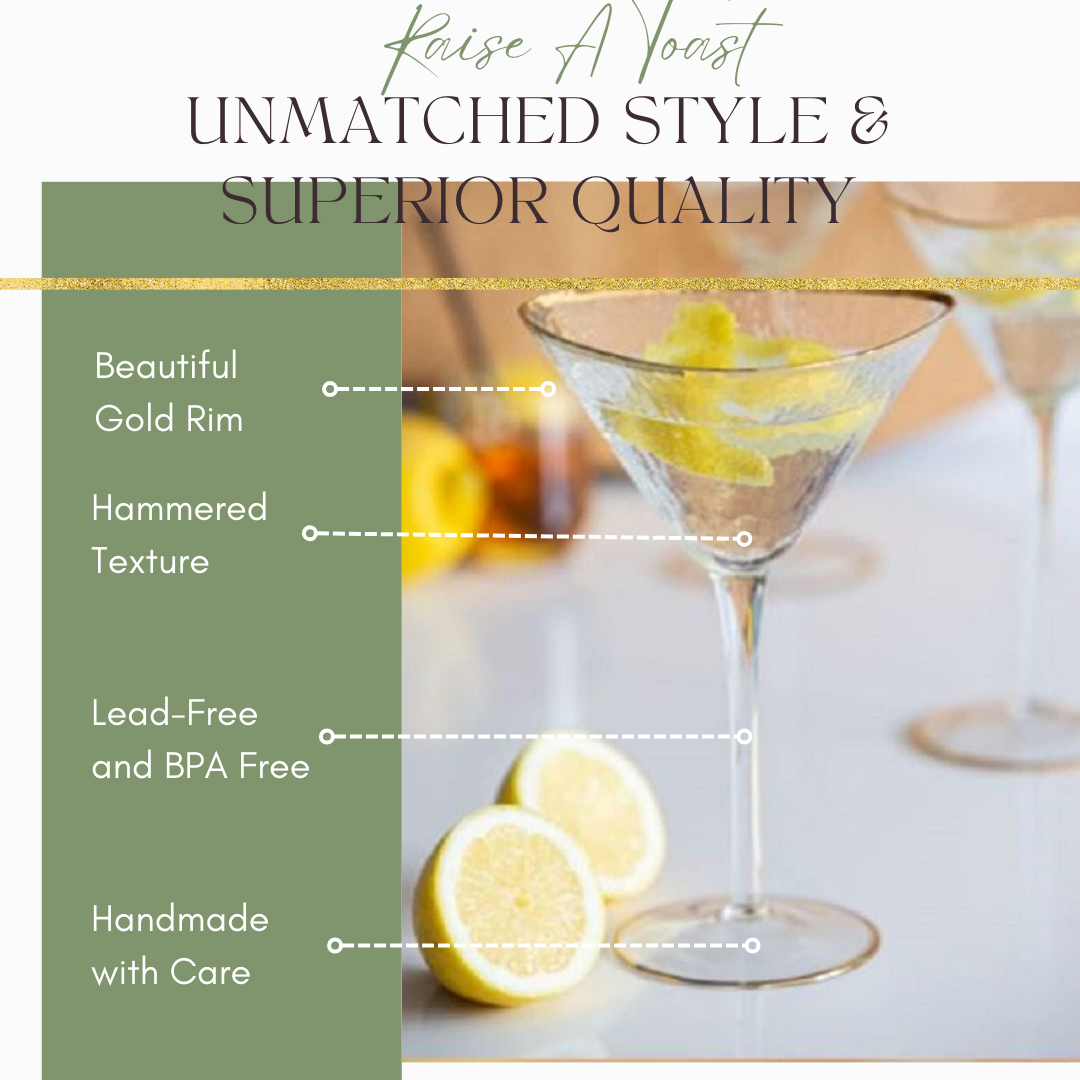 Clear Hammered Martini & Cocktail Glasses