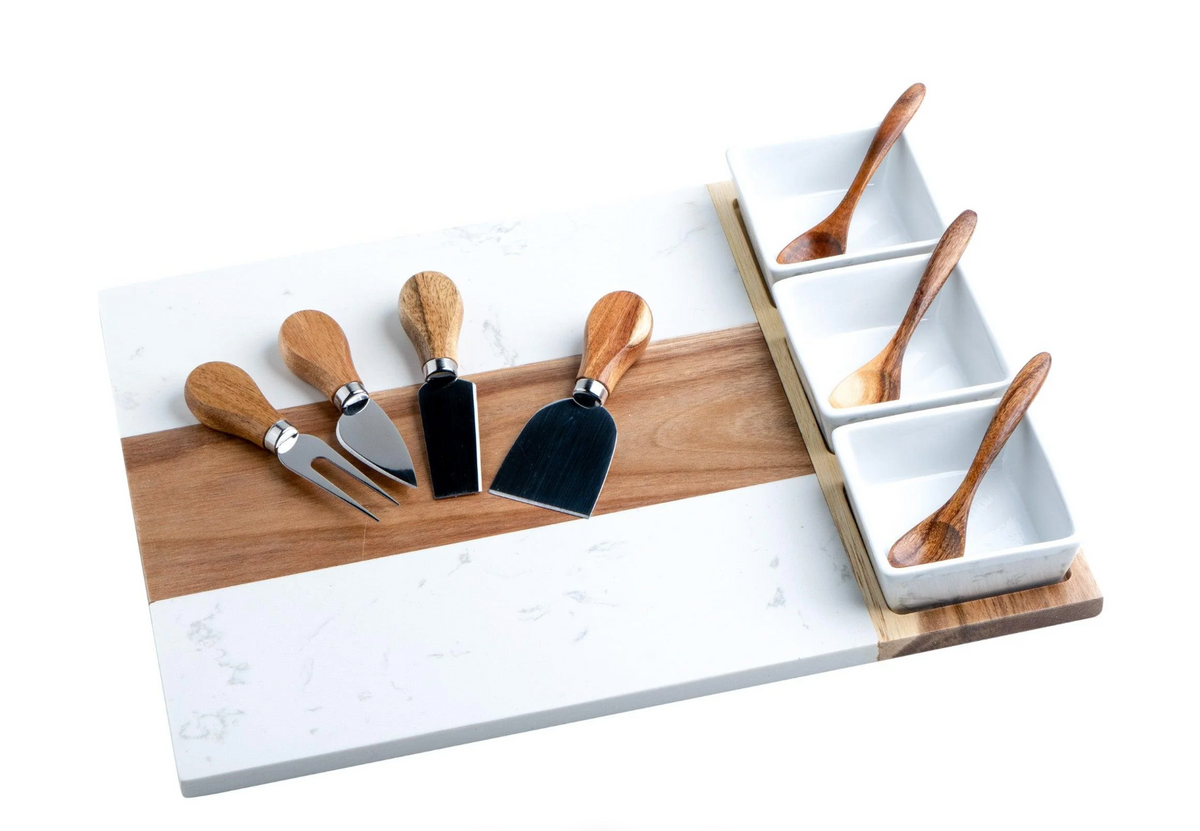 Marble Charcuterie Board Set – Luxurious Marble & Acacia Wood