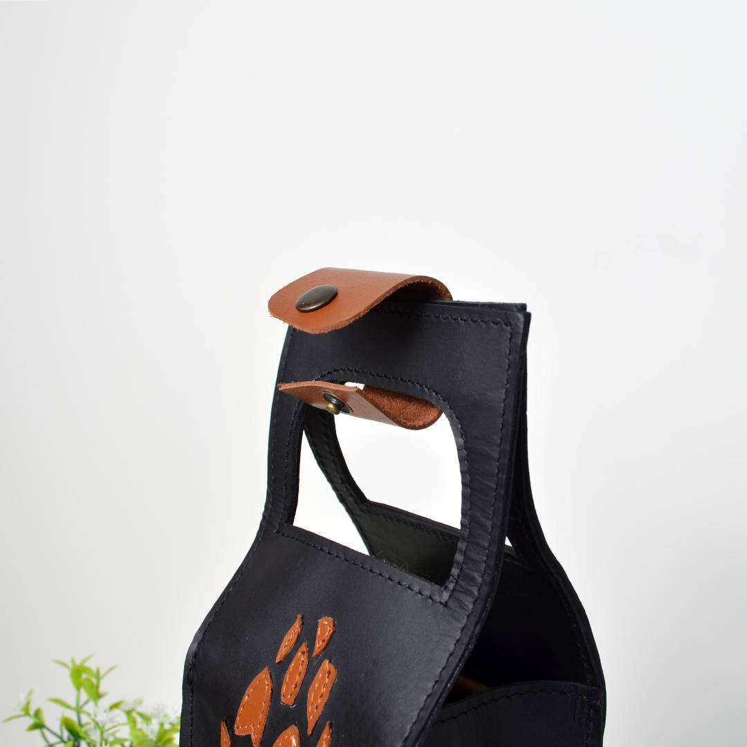 Genuine Leather Wine Carrier Bag, Black or Brown