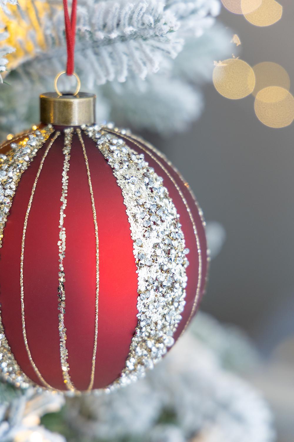 Glass Christmas Ball Ornaments with Hanging Loop – Red or Gold