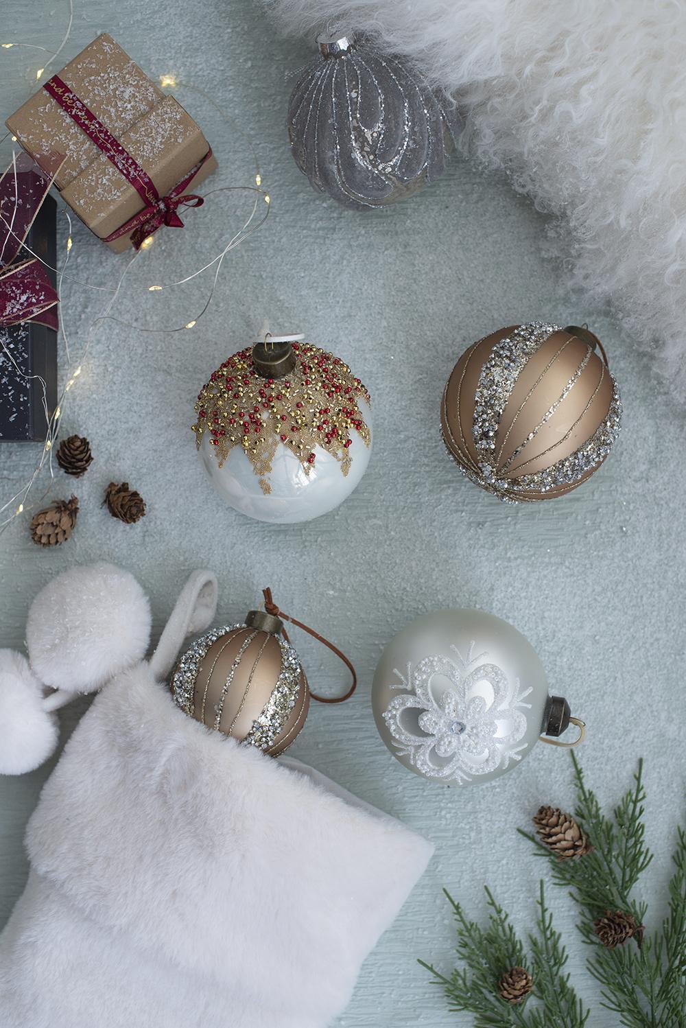 Glass Christmas Ball Ornaments with Hanging Loop – Red or Gold