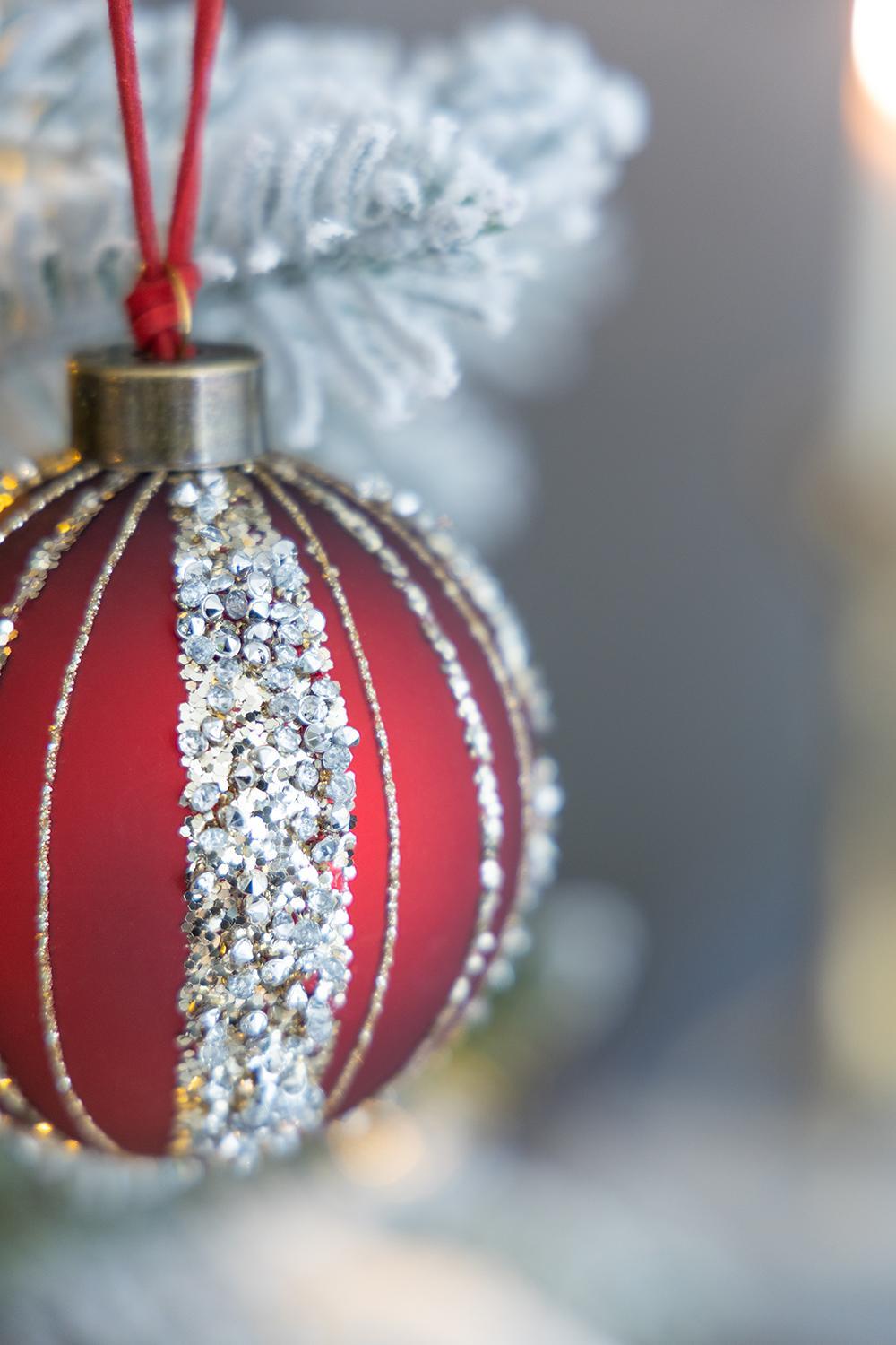 Glass Christmas Ball Ornaments with Hanging Loop – Red or Gold