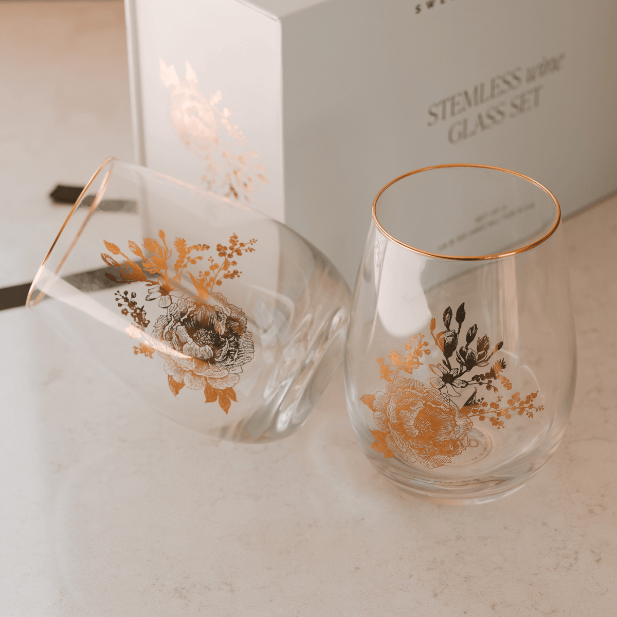 Delft Stemless Wine Glass Box Set