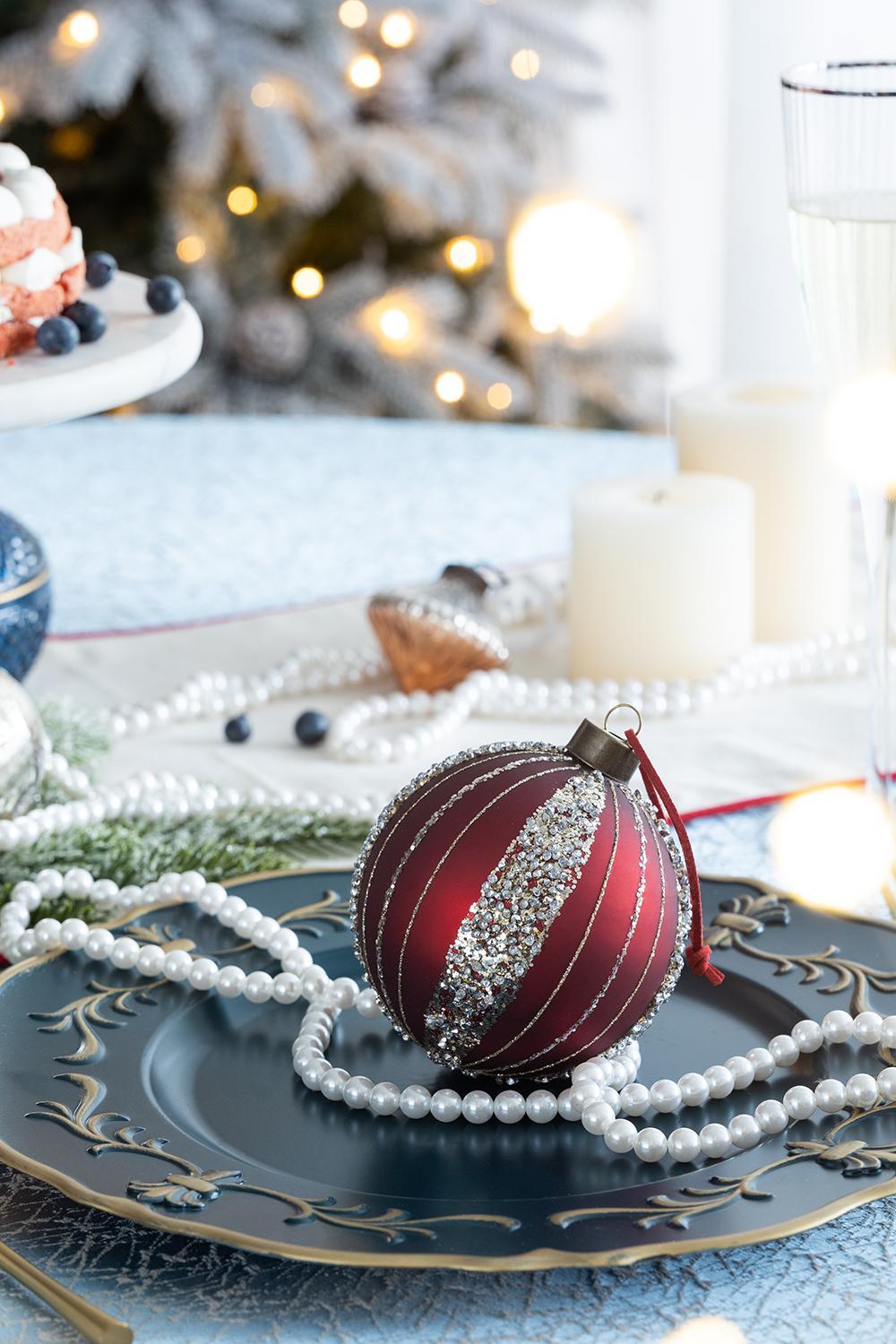 Glass Christmas Ball Ornaments with Hanging Loop – Red or Gold