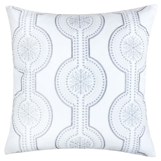 White Holiday Embroidered Velvet Throw Pillow Set 20x20 with Inserts - White